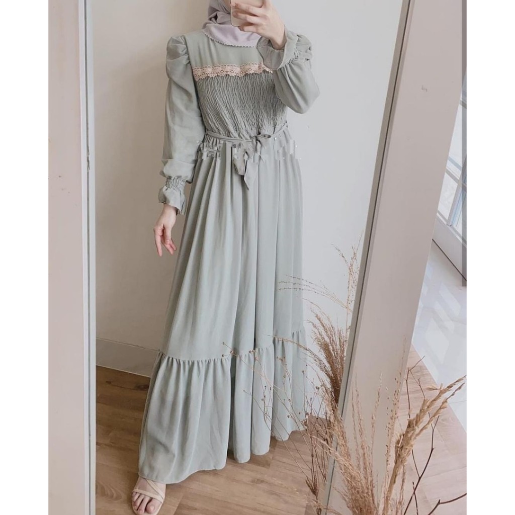 ALQOIR GAMIS MOSCREPE POLOS MIX RENDA PREMIUM / DRESS KONDANGAN OOTD / GAMIS POLOS TERBARU / MAXY DR