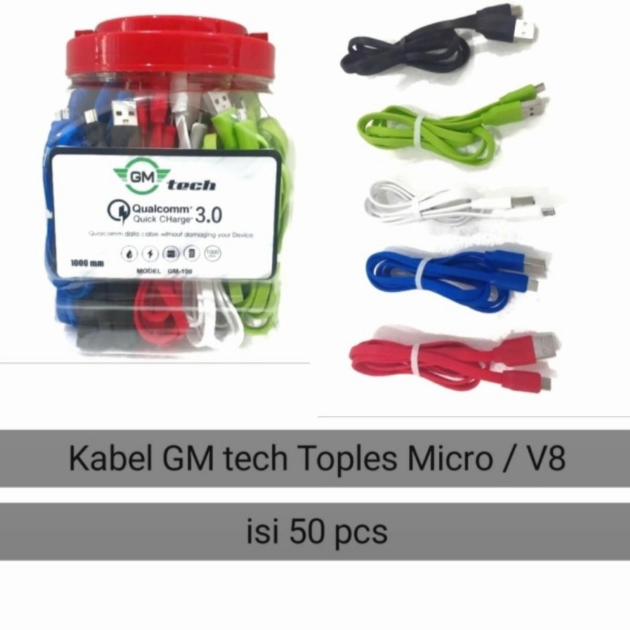 KABEL DATA GM TECH GM-100 MICRO USB 100CM ( ISI 50 PCS / 1 TOPLES )