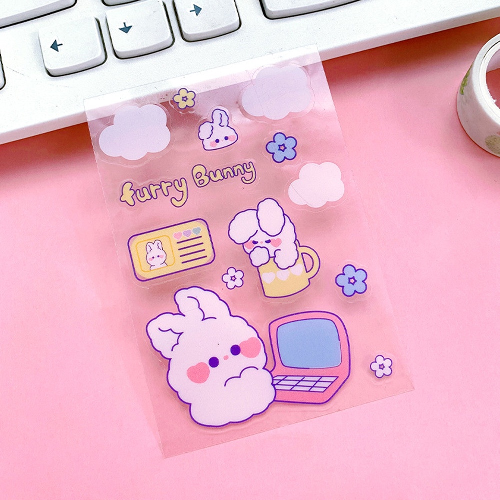 【COD Tangding】5pcs/set Cartoon Cute Hand Account Decoration Sticker Ins Wind Transparent PET Waterproof Sticker No Box