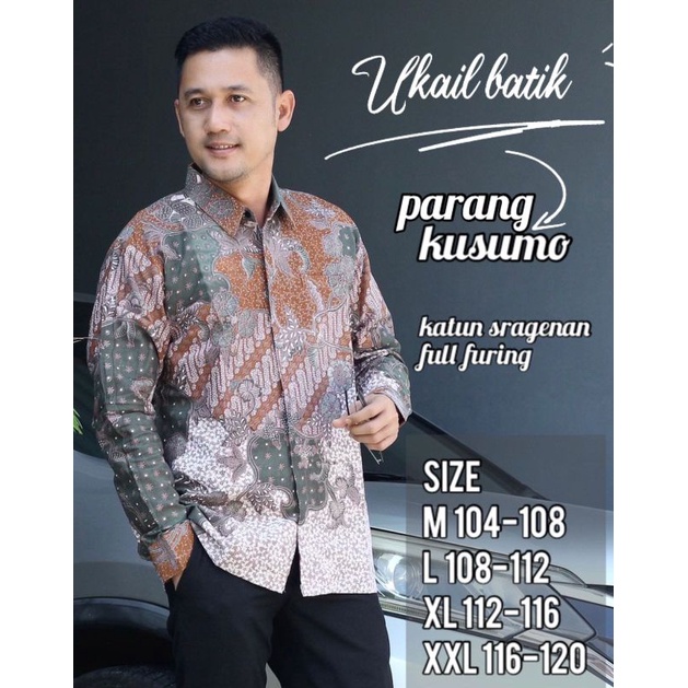 Kemeja Batik Pria Lengan Panjang Kusumo Lapis Furing Bahan Katun Halus Premium