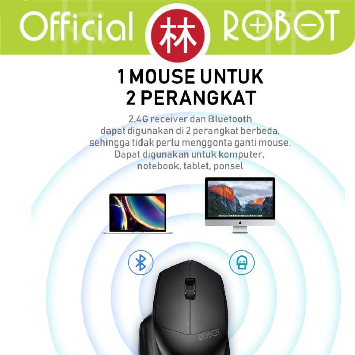 Robot M350 Wirelesss Mouse Multi Mode Bluetooth &amp; 2.4G USB Wireless