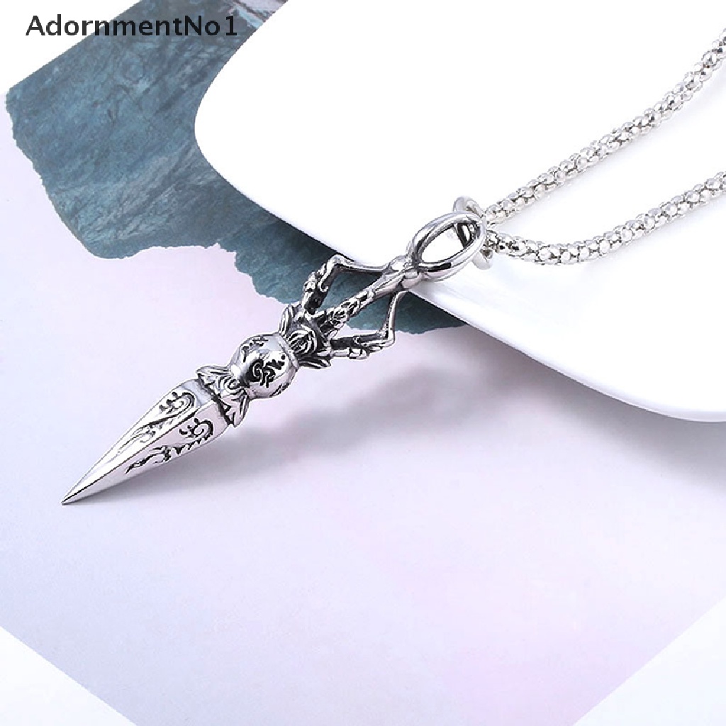 (AdornmentNo1) Kalung Rantai Dengan Liontin Jimat Vajra Dagger Gaya Punk Rock Tibet Untuk Pria