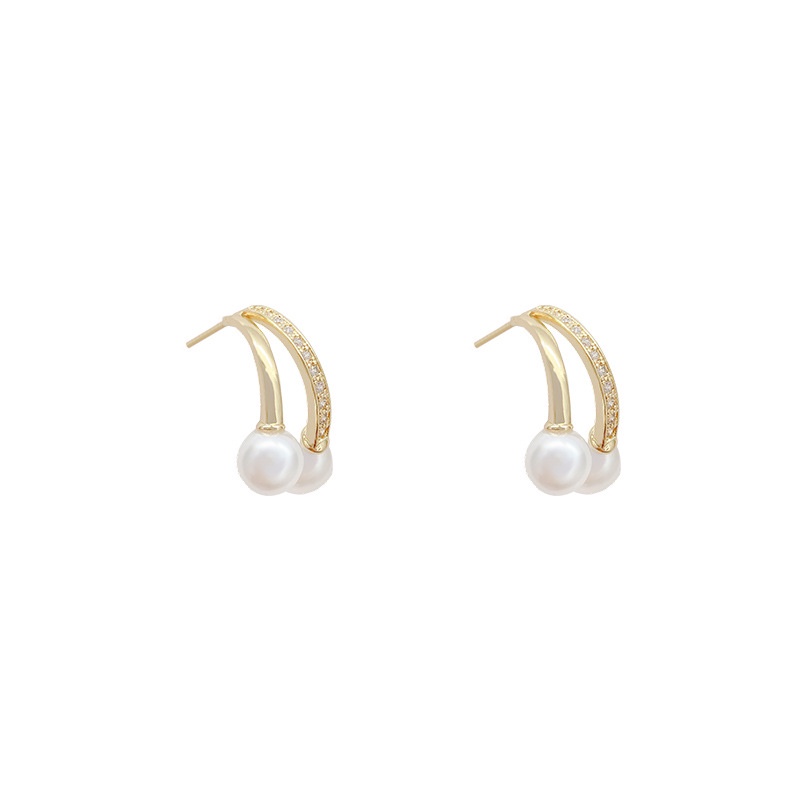 Shuling 925 silver needle Pearl Earring Studs Super Fashion Diamond Earrings High Sense New Design Earrings