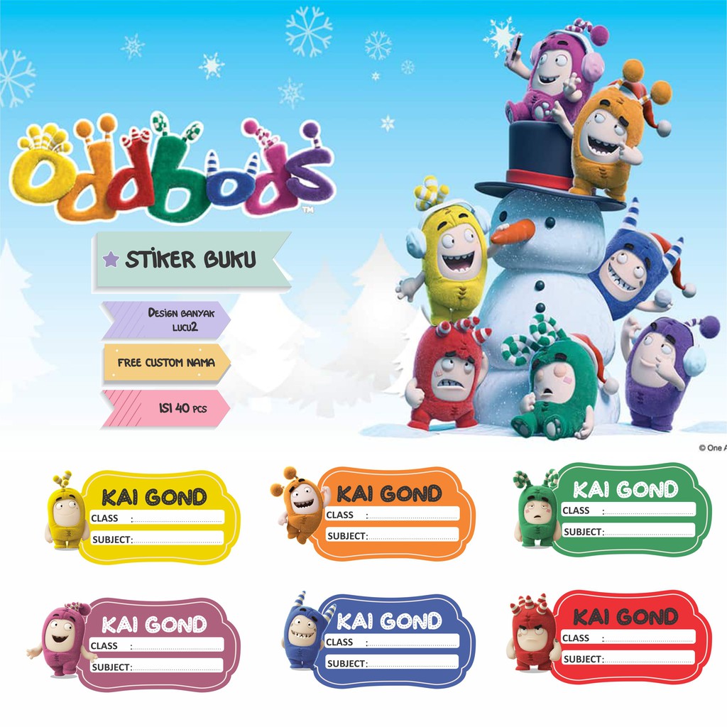 STICKER NAMA ODDBODS / STIKER BUKU ODDBODS / STIKER LABEL CUSTOM