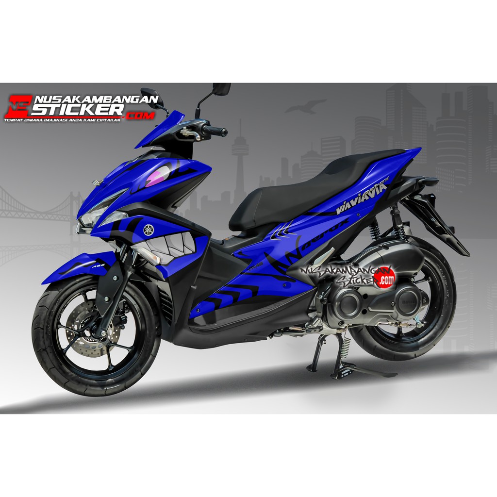 Decal Stiker Motor Yamaha Aerox Full Body Shark Biru Racing Team Sticker Custom Variasi Motif Karakt