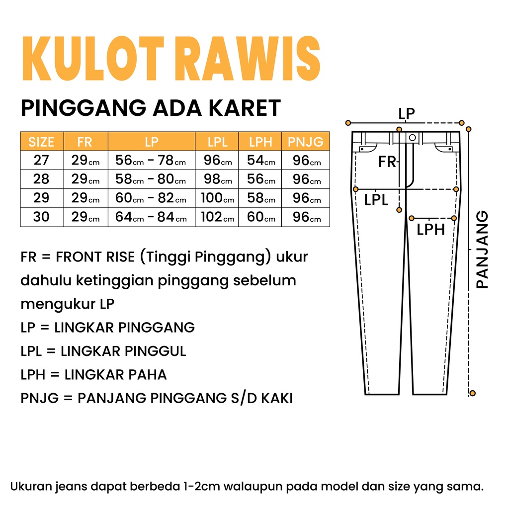 WINAGA- HighWaist Kulot Jeans Rawis Unfinished Pinggang Karet Kancing 2