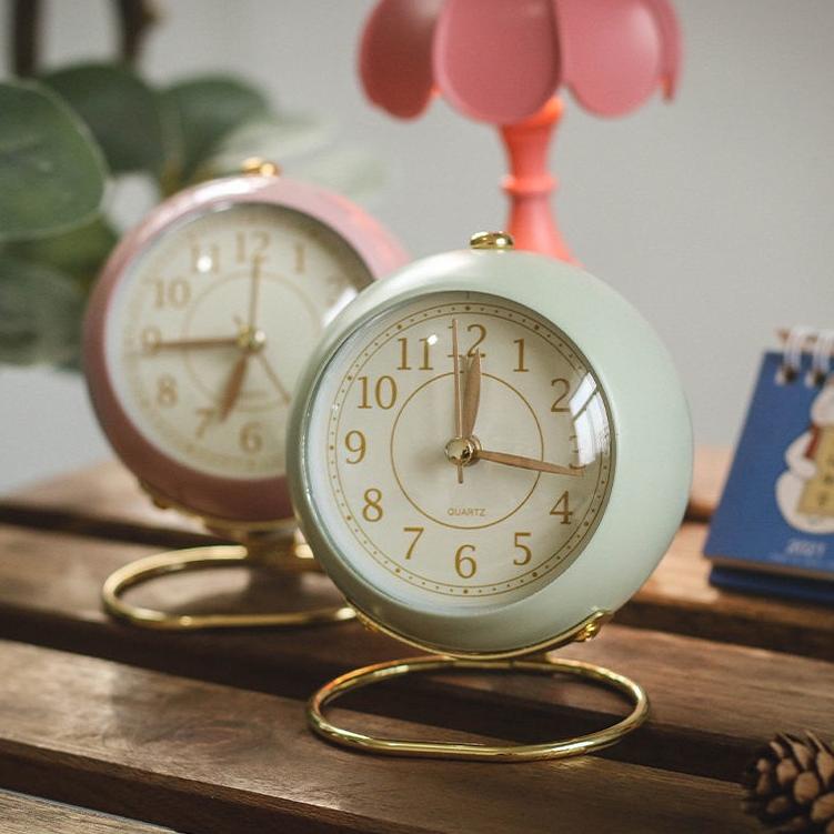 Keluaran Terbaru.. ISKU Quartz Vintage Alarm Jam Alarm clock retro Clock Aesthetic Korean Style Jam 