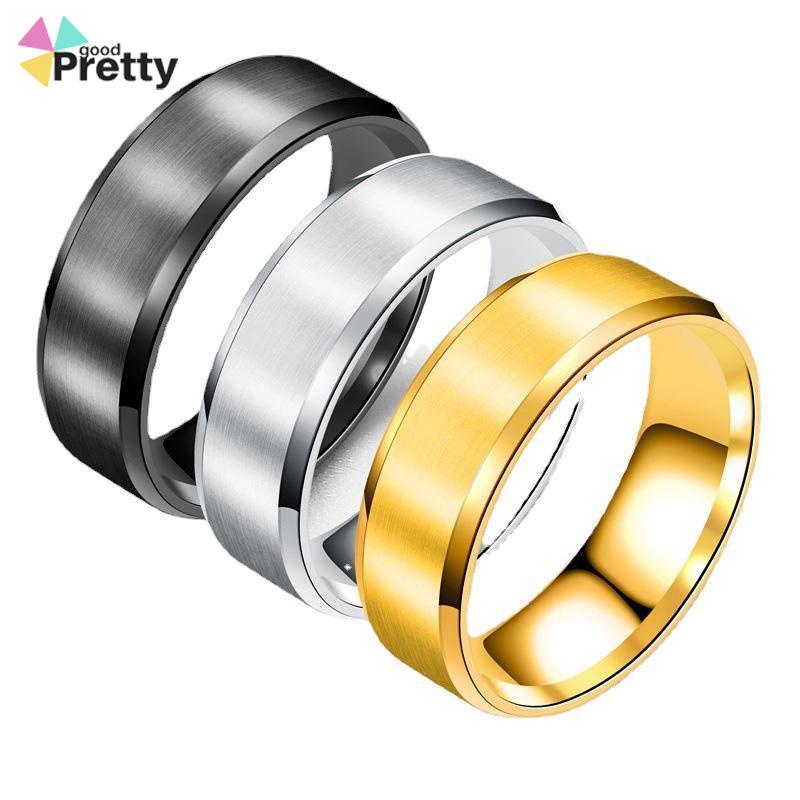 Cincin Jari Bahan Titanium Warna Hitam Emas Silver Untuk Pria - PD