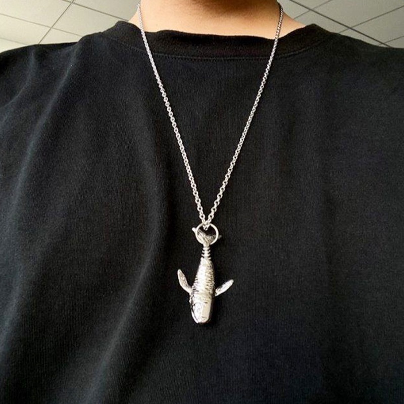 Ins populer merek street hip-hop dolphin kalung pria dan wanita Jalan vintage whale liontin all-matc