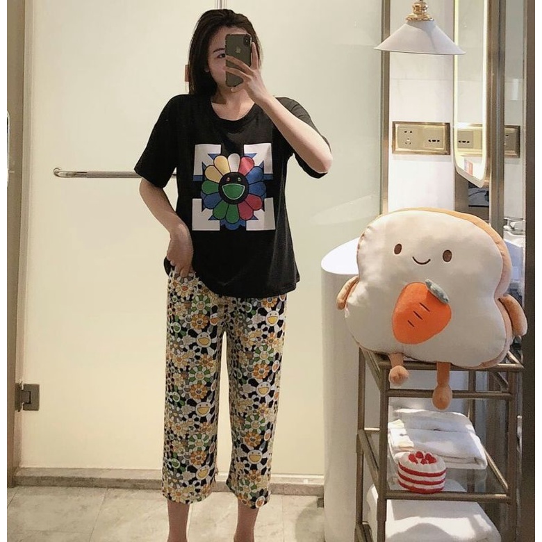 Stelan Oversize 7/8/Cp stelan Wanita Korean style/Piyama Import Wanita BT21 Tata RJ Cooky BTS C12-C1