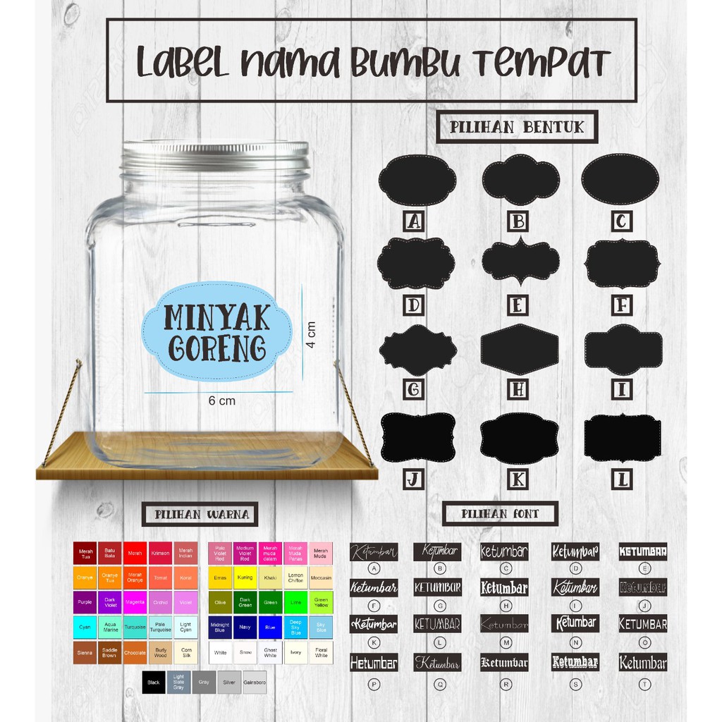 

Stiker label Bumbu Nama Tempat penyimpanan Tanda
