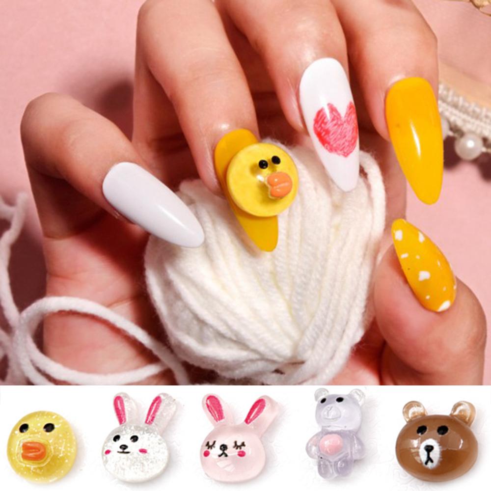 AUGUSTINA Agustina Dekorasi Nail Art 3D Hewan Kelinci Kartun Beruang DIY Dekorasi Nail Art Aksesoris