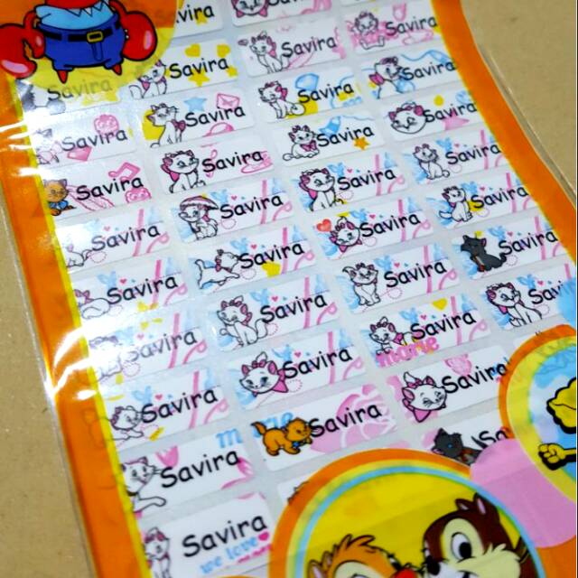 

Label nama anti air stiker waterproof Marie Aristocats