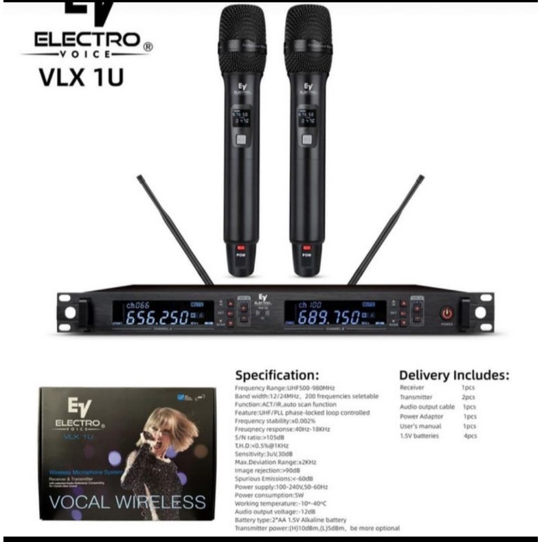 MICROPHONE WIRELESS ELECTROVOICE EV VLX 1U ORIGINAL