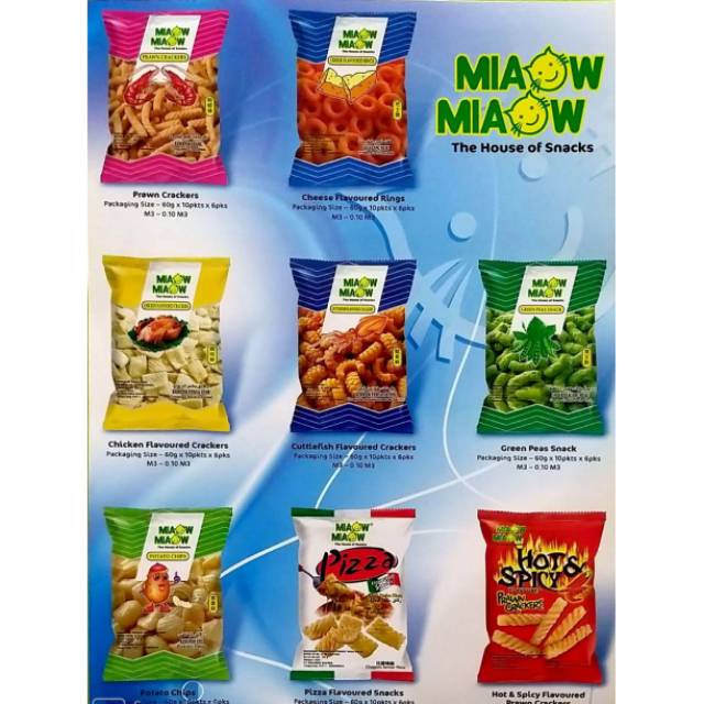 

MIAOW MIAOW PRAWN CHICKEN CHEESE CUTTLEFISH HOTSPICY CRACKERS 60 Gram