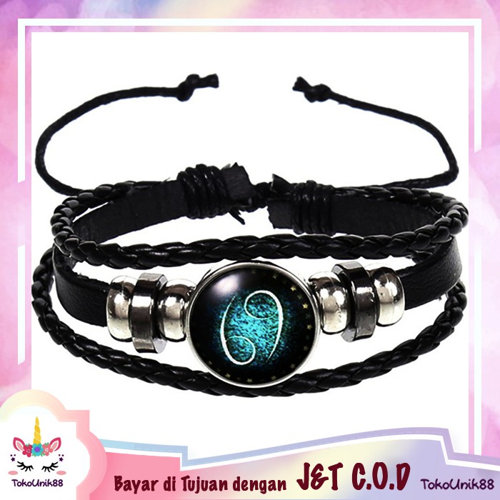 TU88 Gelang  Zodiak  Glow In The Dark Gelang  Fashion Pria 