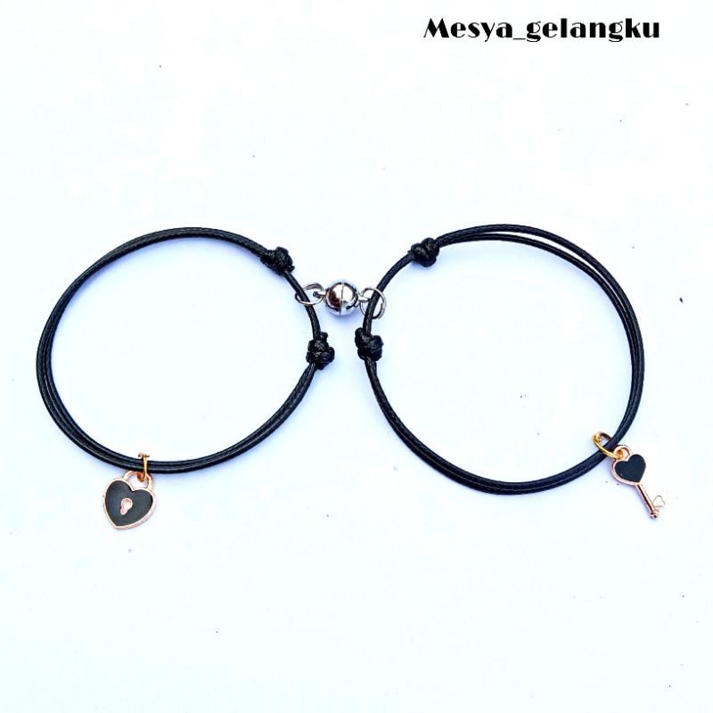 2 Gelang Couple Magnet Love Kunci|Gelang Couple Magnet|Gelang Couple