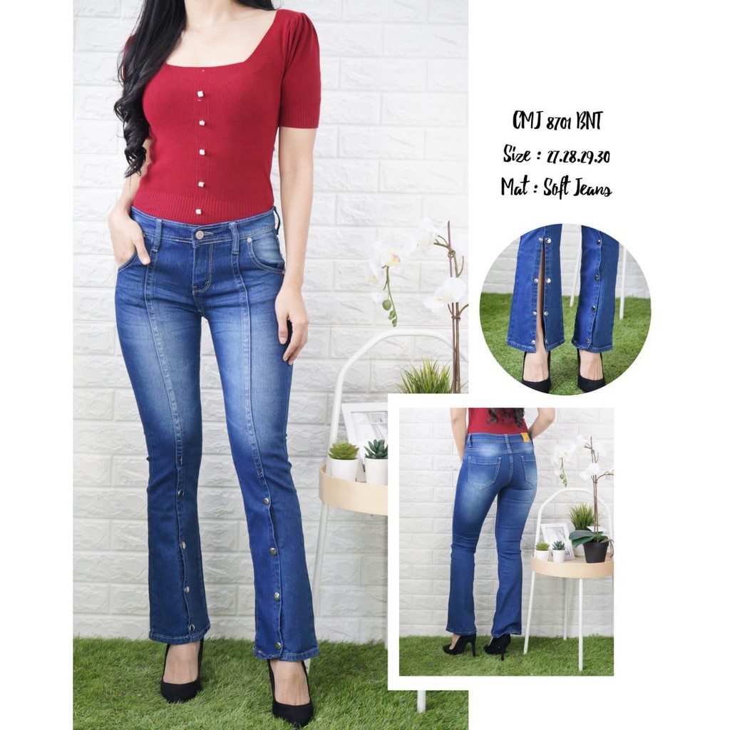 Celana Jeans Wanita Cutbray Kancing Depan 27 28 29 30 Bisa Bayar Ditempat(COD)