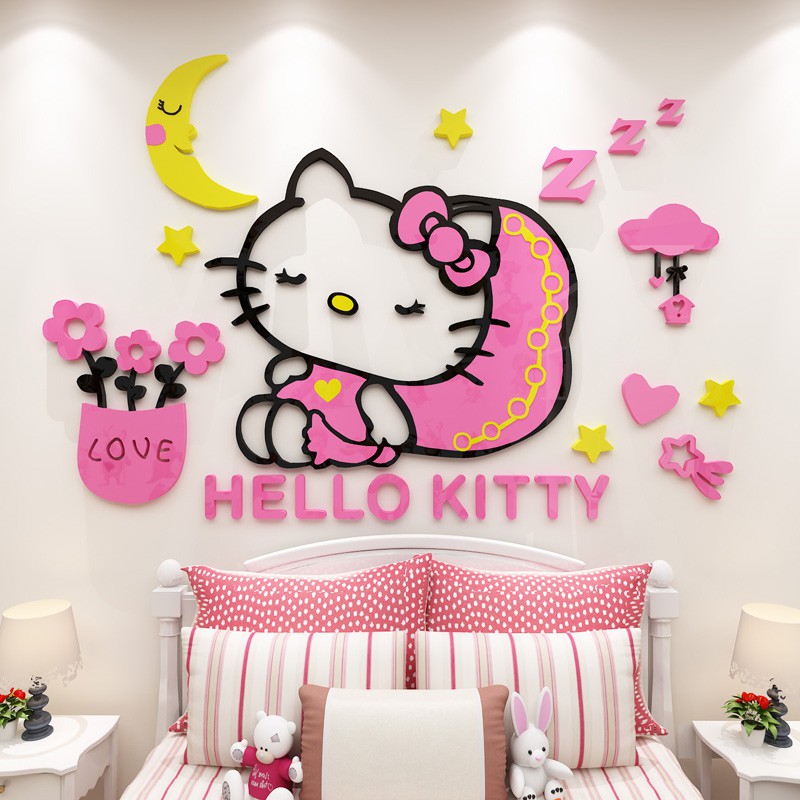 KT Hello  Kitty  kartun dekorasi  kamar anak  anak  gadis kamar 