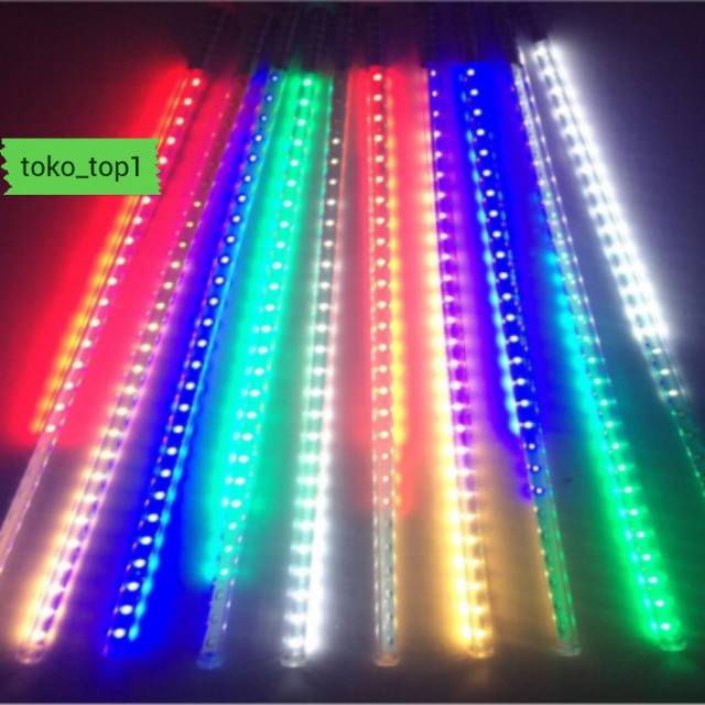 lampu led hias lampu meteor led hujan 10batang 50cm  full colour