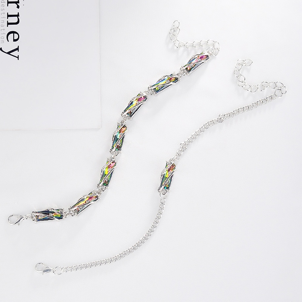 Hu Hu Hu Hu Hu Alat Bantu Pasang Kacamata♡ Gelang Bangle Desain Daun Geometri Hias Kristal Imitasi Untuk Wanita