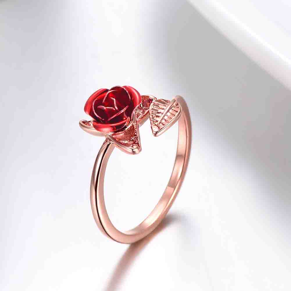 Huluboy Cincin Wanita Model Terbuka Desain Bunga Mawar Adjustable Untuk Pernikahanpertunanganhadiah