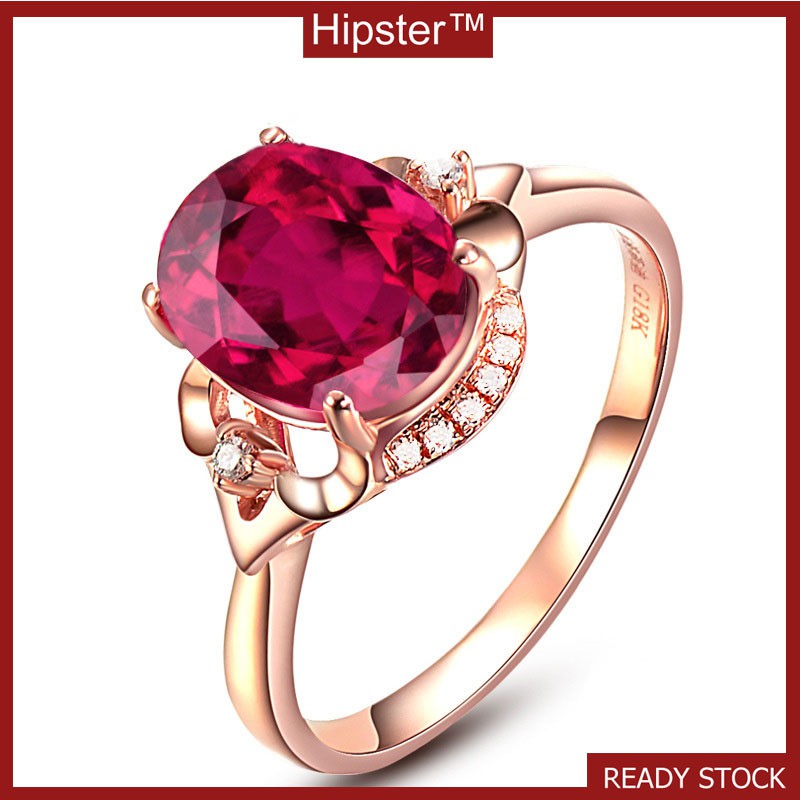 Hot Sale Classic Fashion European and American Entry Lux Red Crystal Adjustable Size Ring