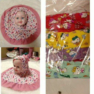 Hijab anak pita kanan kiri kerut tali belakang lol