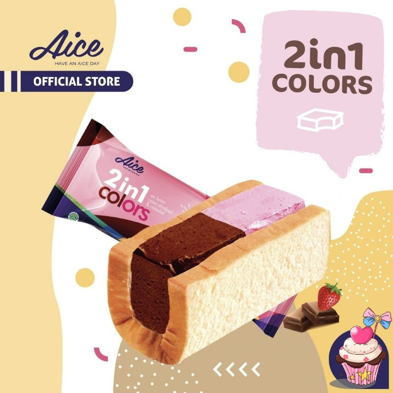 Aice es potong 2 in 1 colors 1 box isi 36 pcs