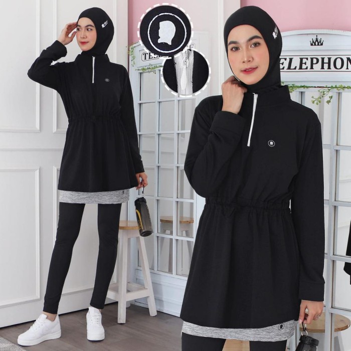 Tunik HITJAB Serut Olahraga Wanita Untuk Bersepeda Lari Senam 8809 SERUT Htm U7B3 Termurah Kekinian 