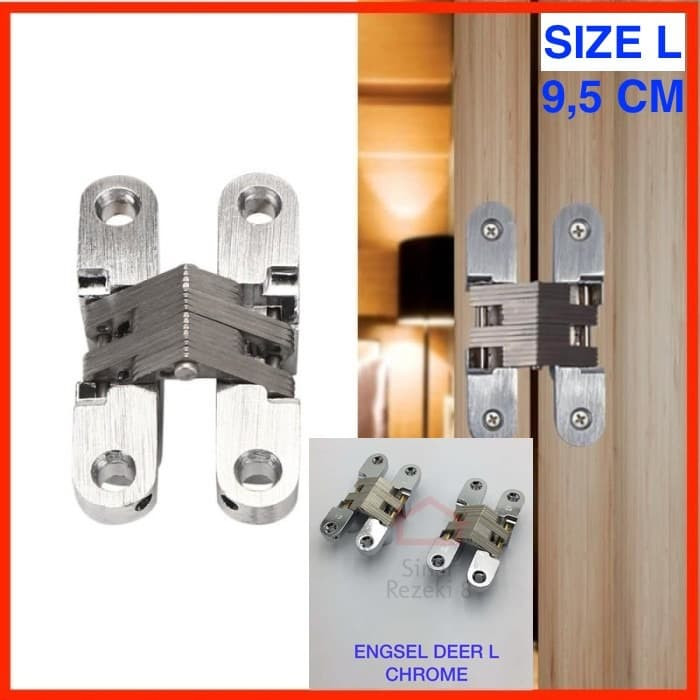 Engsel Deer L Tanam Meja Lipat 95 mm STAINLESS / Besar Invisible Hinge