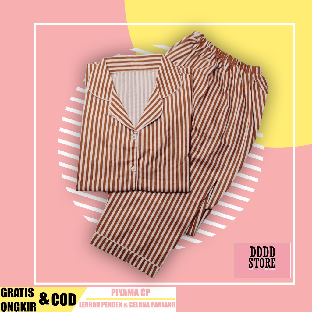 BAJU TIDUR WANITA/PIYAMA WANITA KATUN MOTIF SALUR CP