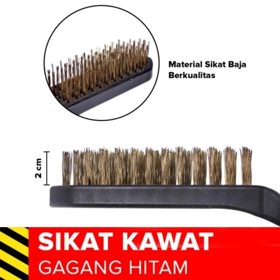 Sikat Kawat Baja Kuningan gagang Fiber Full 6 Baris