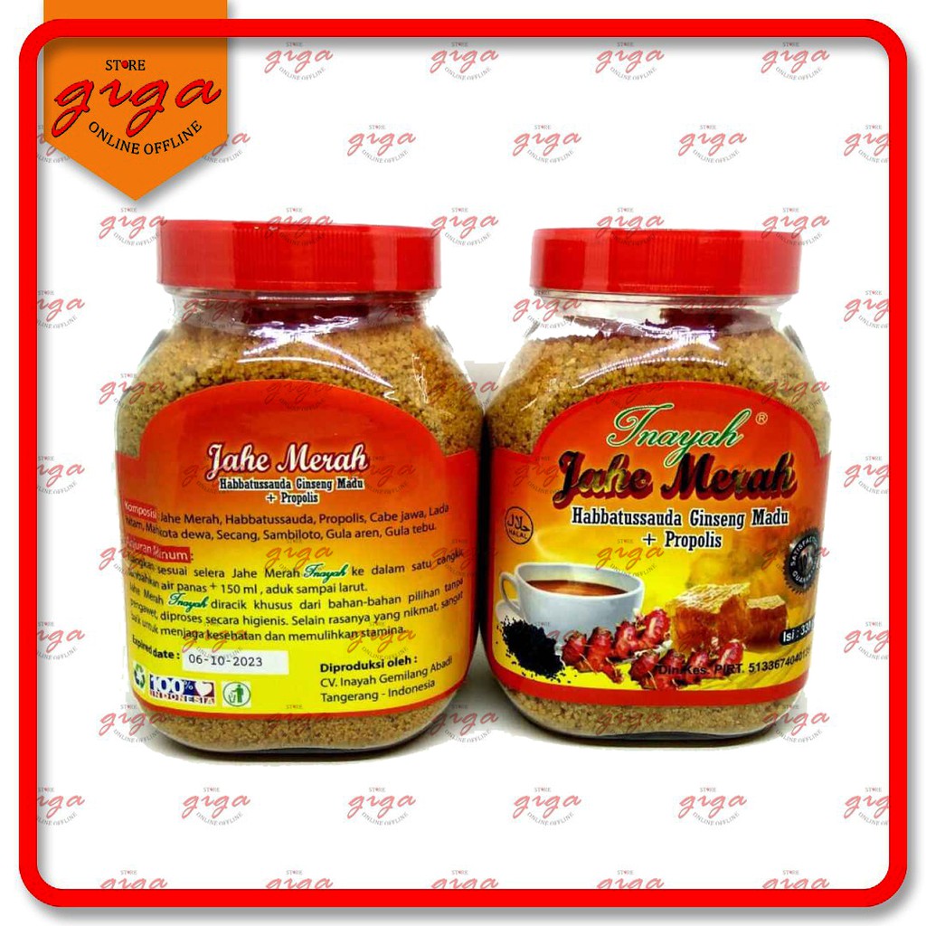 

Jahe Merah Instan Inayah Plus Habbatussauda Ginseng Madu Propolis | 330gr Toples