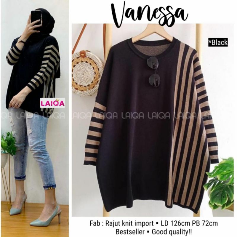 Vanessa By LAIQA | Atasan Blouse Tunik Sweater Jaket Rajut Wanita Muslim Kekinian Terbaru
