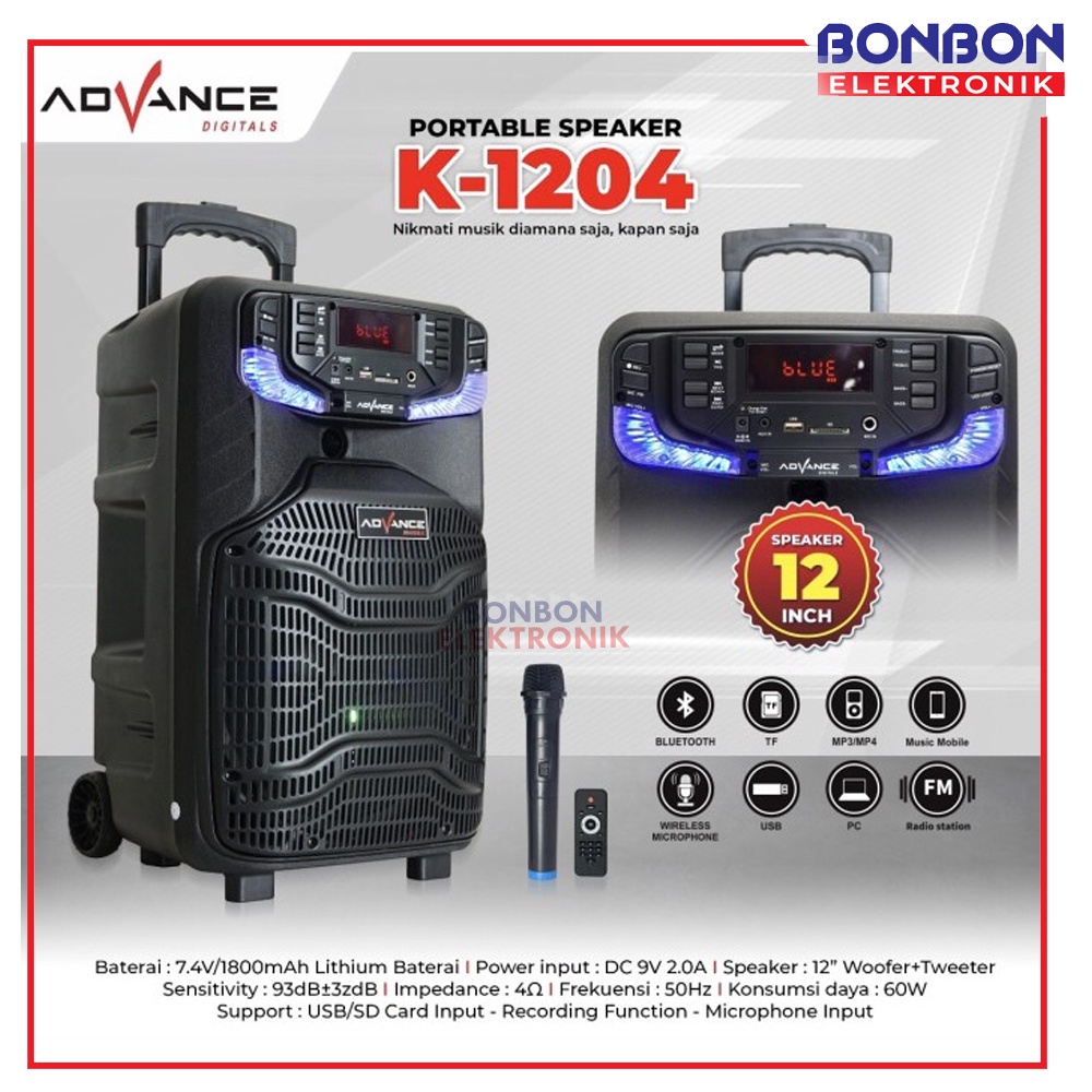 Advance Speaker Meeting Portable K1204 Bluetooth 12 Inch Karaoke