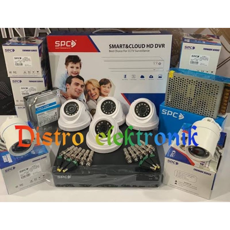 Paket Spc 8ch 6 kamera 2mp Full HD 1080p DVR 8 channel 6 Camera Indoor Outdoor Spc Garansi Resmi