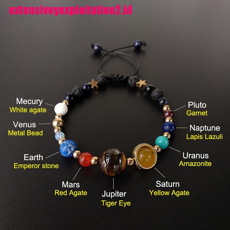 &lt; E2id &amp; &gt; Gelang Tangan Manik-Manik Batu Planet Sistem Tata Surya Untuk Wanita