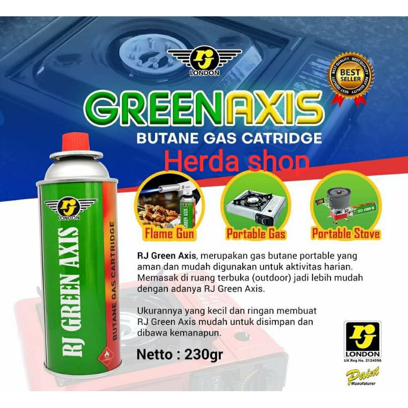 Green axis gas portable kompor portable tabung gas portable gas kaleng hi-cook 230 gram