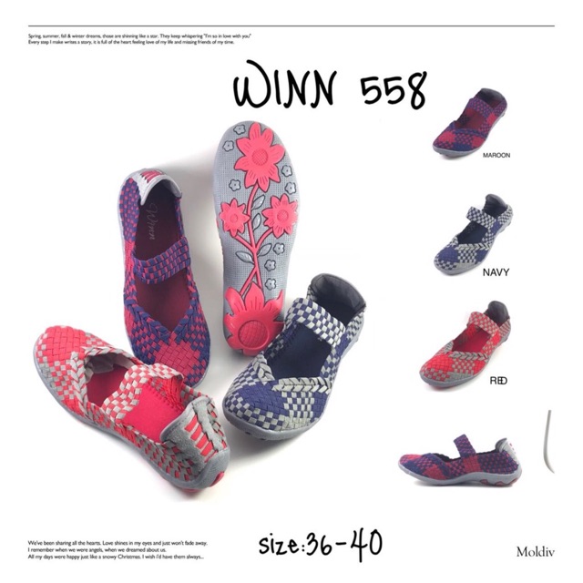 Winn 558 sepatu IMPORT anyaman rajut wanita ORI