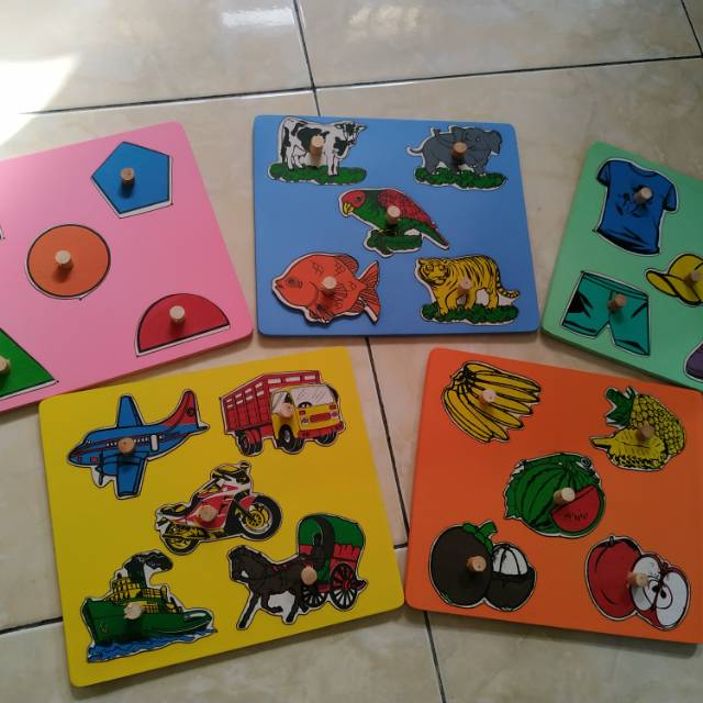 MAINAN EDUKASI PUZZLE KAYU ANAK ANAK PUZZEL HEWAN TRANSPORTASI BUAH TOYS
