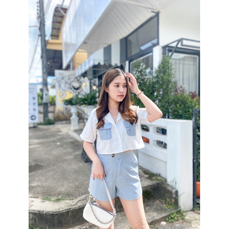 BEFAST - ZEC OOTD Setelan Wanita HAZEL / Set Cordeline / Setelan Wanita Crop / Set Banyak Warna / Setelan Wanita Tangan Pendek Celana Pendek / Set Celana Pendek / Set Baju Tangan Pendek / Setelan Wanita Santai / Setelan Model Korea / Set Korea