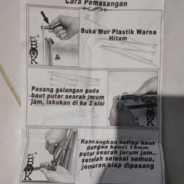 Jemuran Dinding Drying Laundry Stainless Anti Karat Jemuran Lipat Gantung 3 Galang Single 0.8m 80cm