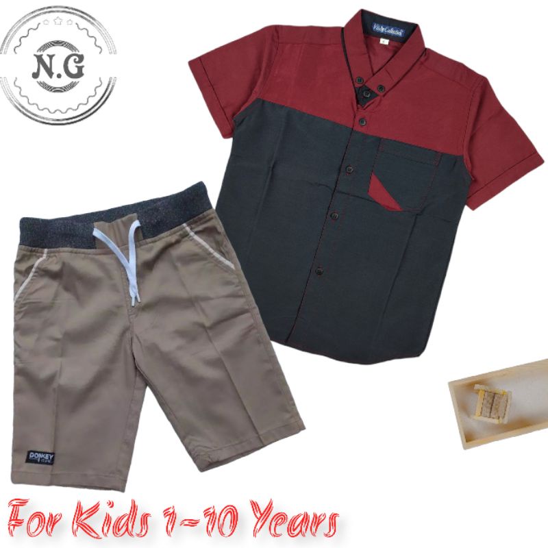 N.G-Setelan Kemeja Anak laki-laki 1-12 tahun Setelan Jeans Anak tanggung anak laki-laki / setelan anak kemeja Ter-hitz / stelan kemeja motif anak terbaru kekinian