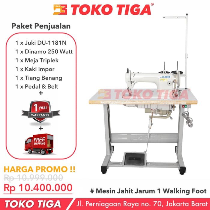 Mesin Jahit Jok Kulit / Terpal Walking Foot Jarum Satu - JUKI DU1181N