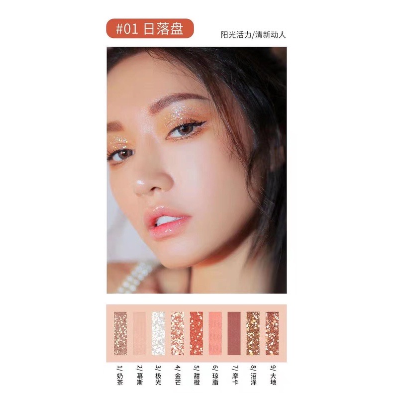 LAMEILA Eyeshadow Pallete 9 Warna Kombinasi Glitter Tahan Lama - MH