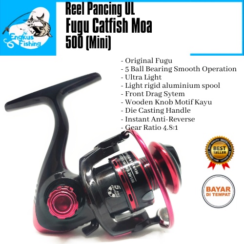 Reel Pancing UL Fugu Catfish Moa 500 (5Bearing) Mini Murah - Engkus Fishing