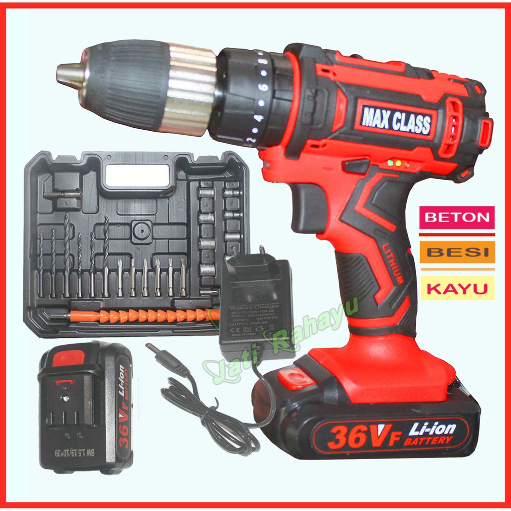 MAX CLASS MESIN  BOR  BATERAI  CORDLESS DRILL BOR  OBENG 