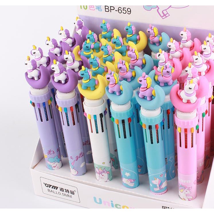 Multi-Color 10 in 1 Moon Unicorn Ballpoint Pen