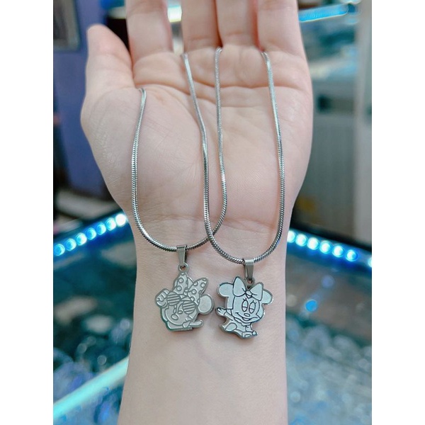Kalung titanium anak set liontin silver